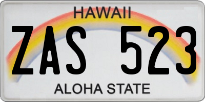 HI license plate ZAS523