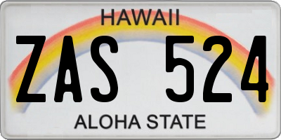HI license plate ZAS524