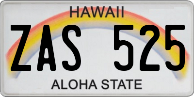 HI license plate ZAS525