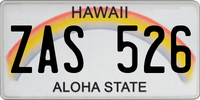 HI license plate ZAS526