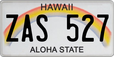 HI license plate ZAS527