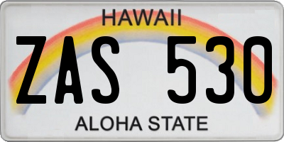 HI license plate ZAS530