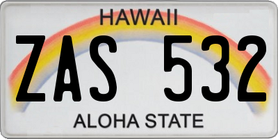 HI license plate ZAS532