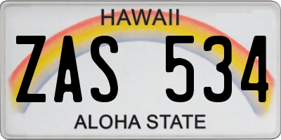 HI license plate ZAS534