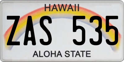 HI license plate ZAS535