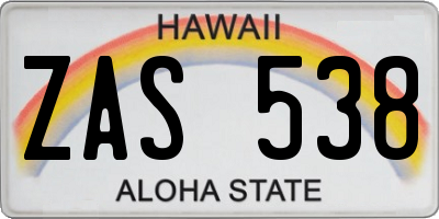 HI license plate ZAS538