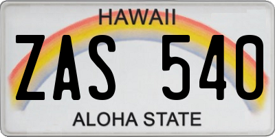 HI license plate ZAS540