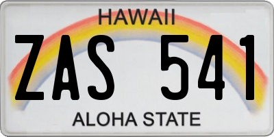 HI license plate ZAS541