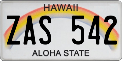 HI license plate ZAS542
