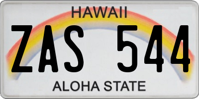 HI license plate ZAS544