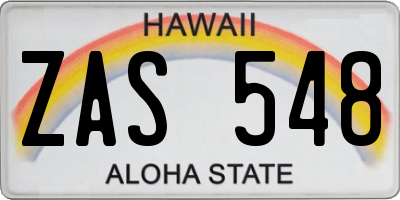 HI license plate ZAS548