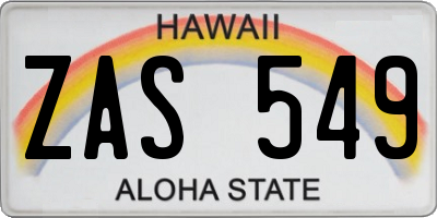 HI license plate ZAS549