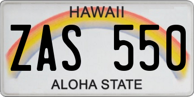 HI license plate ZAS550