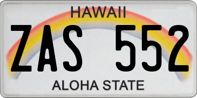 HI license plate ZAS552