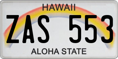 HI license plate ZAS553