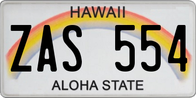 HI license plate ZAS554