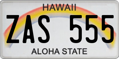 HI license plate ZAS555