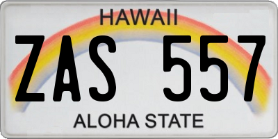 HI license plate ZAS557