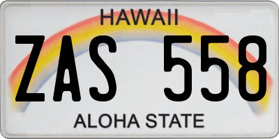 HI license plate ZAS558