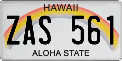 HI license plate ZAS561