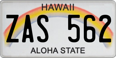 HI license plate ZAS562