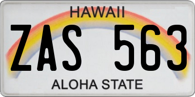 HI license plate ZAS563