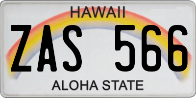 HI license plate ZAS566