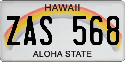 HI license plate ZAS568