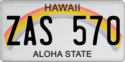 HI license plate ZAS570