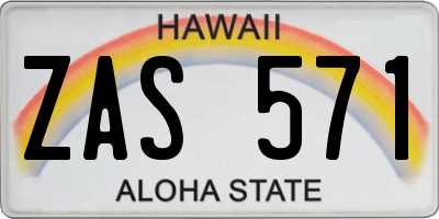 HI license plate ZAS571