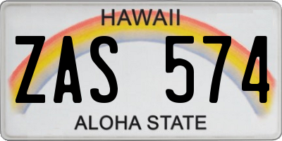 HI license plate ZAS574