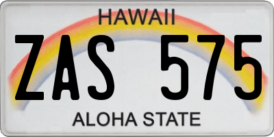 HI license plate ZAS575