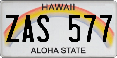 HI license plate ZAS577