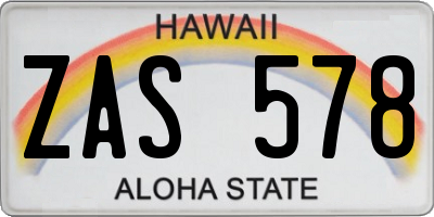 HI license plate ZAS578