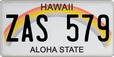 HI license plate ZAS579