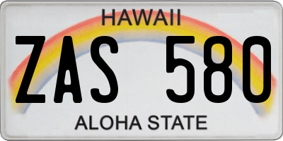 HI license plate ZAS580