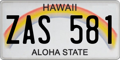 HI license plate ZAS581