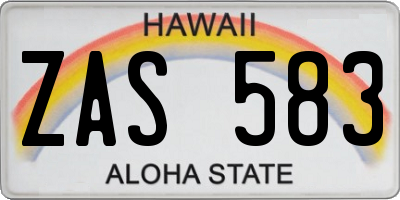 HI license plate ZAS583