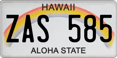 HI license plate ZAS585