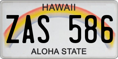 HI license plate ZAS586