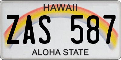 HI license plate ZAS587