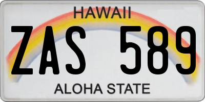 HI license plate ZAS589