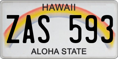 HI license plate ZAS593