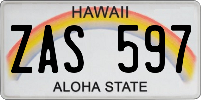 HI license plate ZAS597