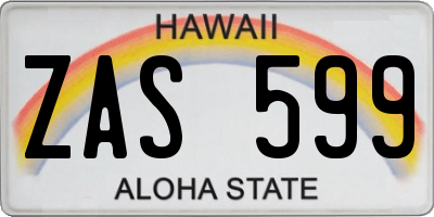 HI license plate ZAS599