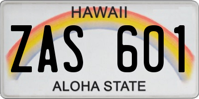 HI license plate ZAS601