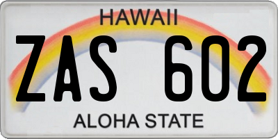 HI license plate ZAS602