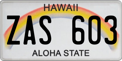 HI license plate ZAS603