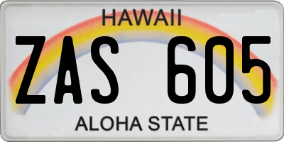 HI license plate ZAS605