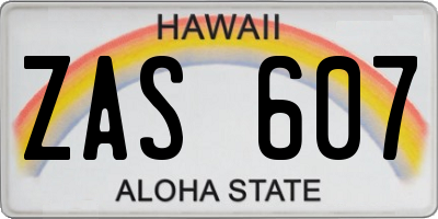 HI license plate ZAS607